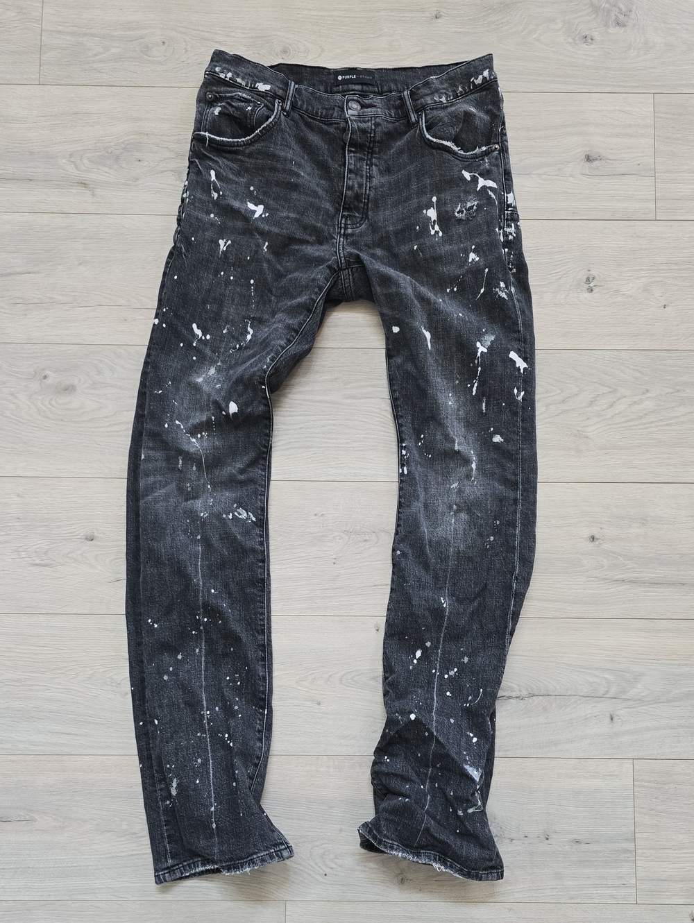 Purple Brand Black Paint-Splatter Jeans P004